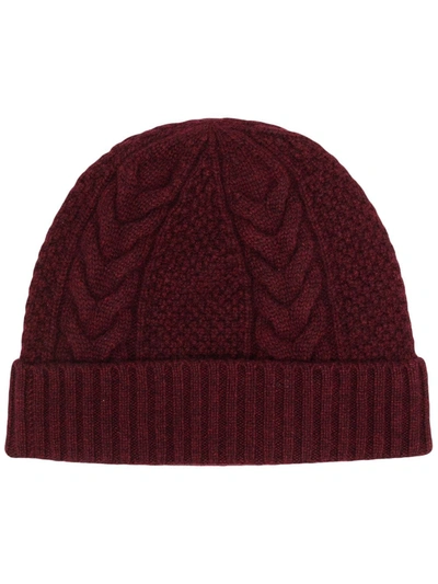 N•peal Cable-knit Cashmere Beanie In Red