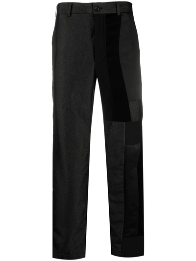 Black Comme Des Garçons Patchwork Straight-leg Trousers In Black