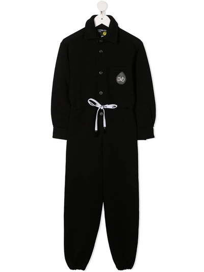 Duoltd Kids' Drops Embroidery Tapered-leg Jumpsuit In Black
