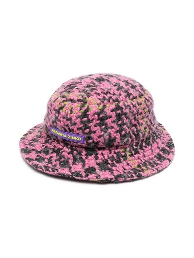 Natasha Zinko Kids' Geometric Pattern Knitted Hat In Pink