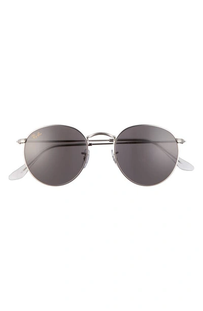 Ray Ban Icons 50mm Round Metal Sunglasses In Silver/ Dark Grey