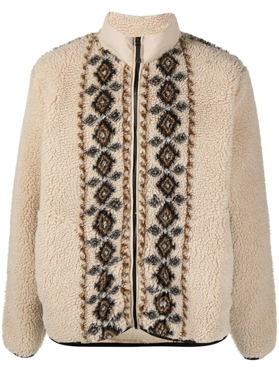 Stussy Lima Jacquard Sherpa Jacket In Neutrals