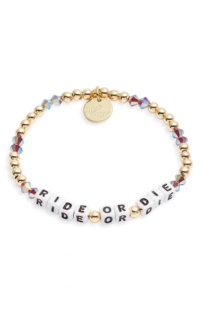 Little Words Project Ride Or Die Stretch Bracelet In Gold/ White
