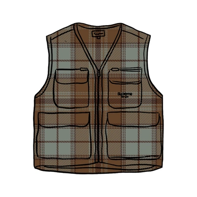 Pre-owned Supreme  Tartan Flannel Cargo Vest Black