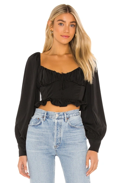 For Love & Lemons Carina Blouse In Black