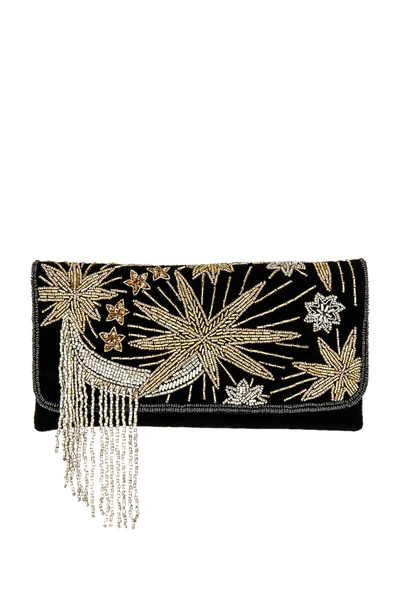 From St Xavier Night Sky Foldover Clutch In Black