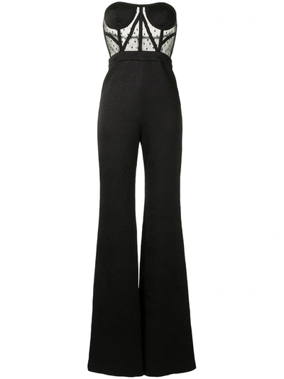 Alexis Lauren Strapless Lace Wide-leg Jumpsuit In Black