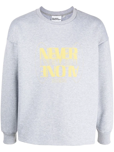 Blood Brother Graphic-print Cotton Sweatshirt In Grey