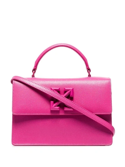 Off-white Jitney 1.4 Fuchsia Leather Shoulder Bag In Pink