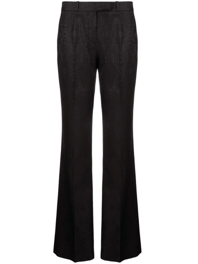 Etro Mid-rise Flared Jacquard Trousers In 黑色