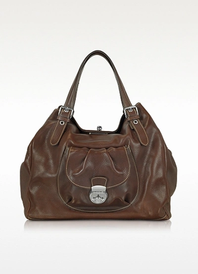 Robe Di Firenze Handbags Brown Italian Leather Tote In Marron