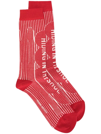 Henrik Vibskov Hiding Stripe-pattern Socks In Red