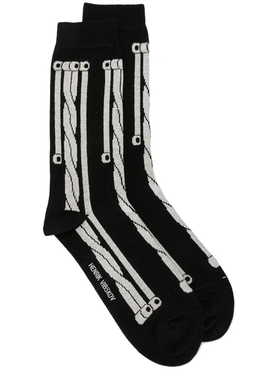 Henrik Vibskov Cable Knitted Socks In Black