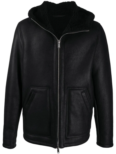 Dondup Shearling Lined Leather Jacket In Black