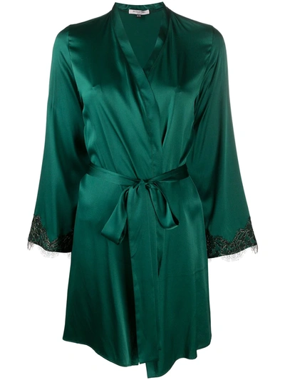 Gilda & Pearl Lace-trim Robe In Green