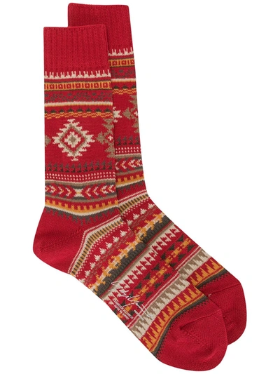 Yohji Yamamoto Nordic Knitted Socks In Red