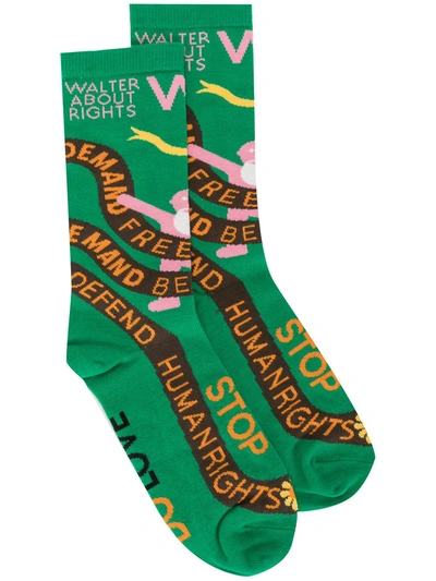 Walter Van Beirendonck W:a.r. Knitted Socks In Green