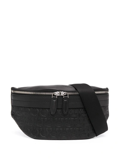 Ferragamo Gancini-embossed Belt Bag In Black