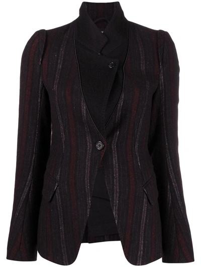 Ann Demeulemeester Inverted-lapel Striped Blazer In Black