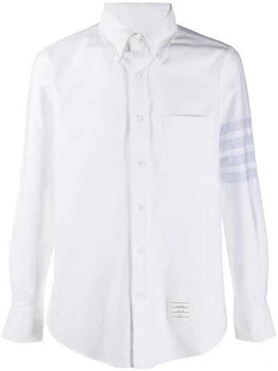 Thom Browne Patterned Four-bar Stripe Oxford Shirt In White