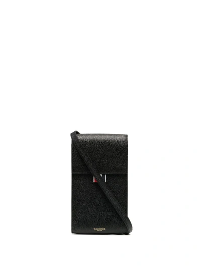 Thom Browne Pebbled Leather Phone Holder In Black