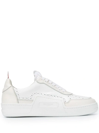 Thom Browne Basketball Low Top Leather Sneakers In White
