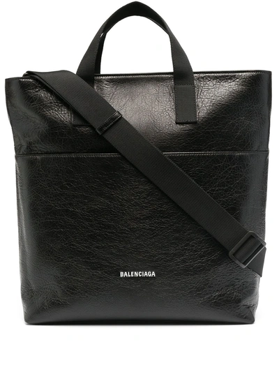 Balenciaga Explorer Leather Tote Bag In Black