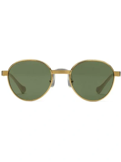Gucci Round-frame Sunglasses In Gold And Green