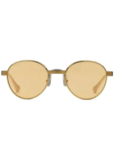 Gucci Round Framed Sunglasses In Gold And Yellow