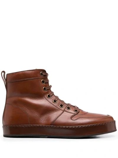 Officine Creative Lace-up Leather Ankle Boots In Brown