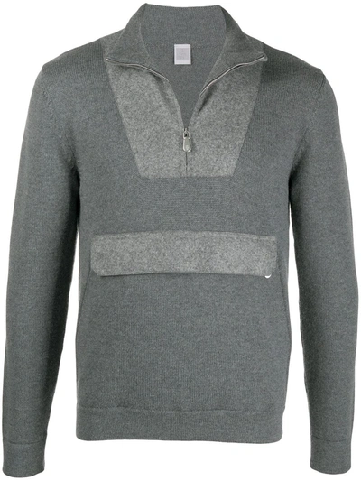 Eleventy Half-zip Knit Jumper In Grey