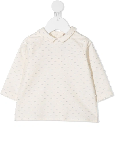 La Stupenderia Babies' Textured Stitched Cotton Sweatshirt In White