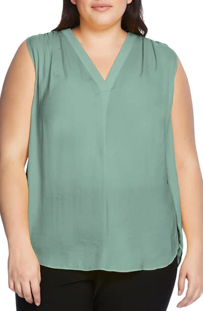 Vince Camuto V-neck Rumple Blouse In Teal Lake