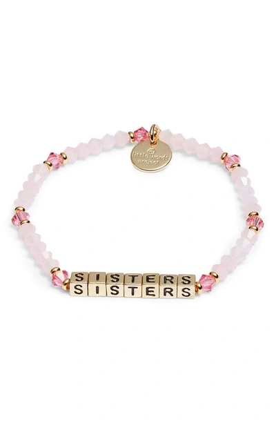 Little Words Project Sisters Beaded Stretch Bracelet In Pink/ Gold