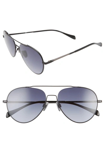 Rag & Bone 58mm Gradient Aviator Sunglasses In Matte Black/ Dark Grey