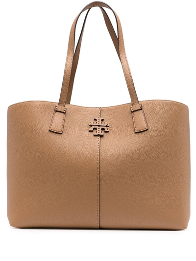 Tory Burch Small Mcgraw Leather Tote In Brown