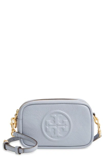 Tory Burch Perry Bombe Leather Crossbody Bag In Cloud Blue