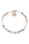 Little Words Project They/them Stretch Bracelet In Be Free Rainbow/ White