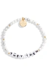 Little Words Project They/them Stretch Bracelet In White Howlite