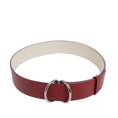 Pre-owned Burberry Wine Red/ivory Leather Double D Ring Reversible Belt S