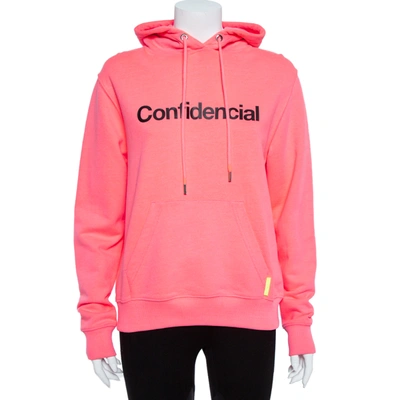 Pre-owned Marcelo Burlon County Of Milan Neon Pink Cotton Confidencial Hooded Sweatshirt M