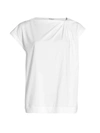 Brunello Cucinelli Gathered Shoulder Plain T-shirt In White