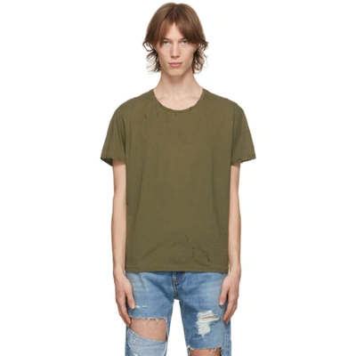 R13 Khaki Destroyed Surplus T-shirt In Olivetweed