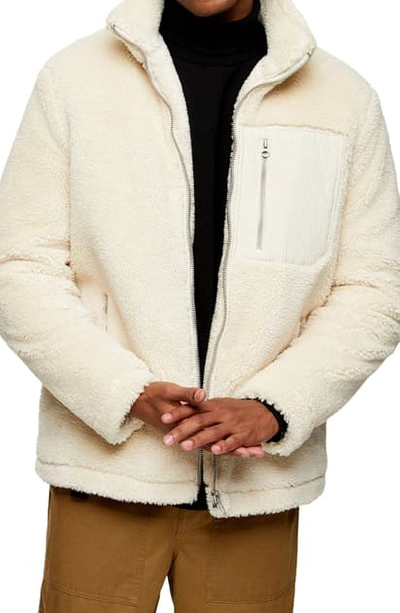 Topman Palmer Faux Fur Jacket In Off White