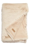 Unhide The Marshmallow 2.0 Medium Faux Fur Throw Blanket In Beige