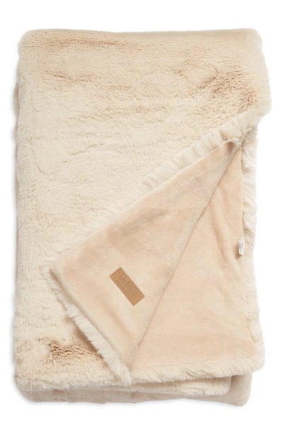 Unhide The Marshmallow 2.0 Medium Faux Fur Throw Blanket In Beige Bear