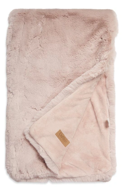 Unhide The Marshmallow 2.0 Medium Faux Fur Throw Blanket In Rosy Baby