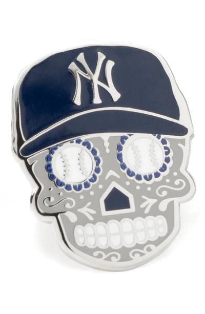 Cufflinks, Inc New York Yankees Sugar Skull Lapel Pin In Gray