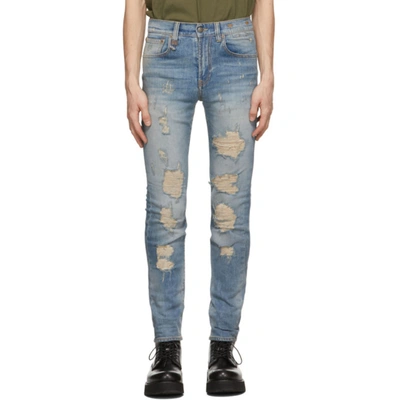 R13 Blue Distressed Skate Jeans In Cromwell