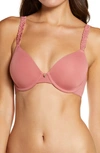 Natori Rose Dream Custom Coverage Underwire Bra In Mauvewood/ Buff